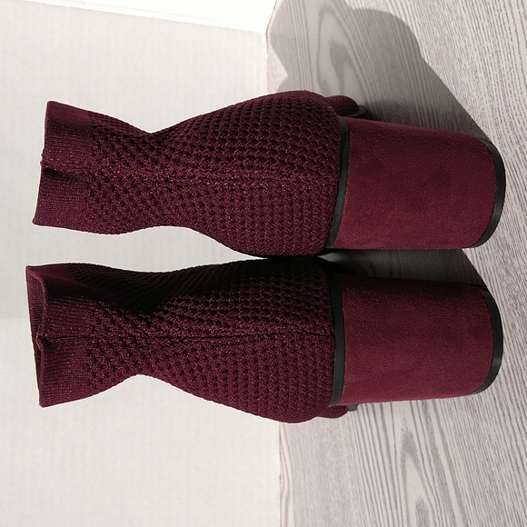 Peep Toe knit Elastic Sock Ankle heel Booties size 10 - Picture 9 of 10